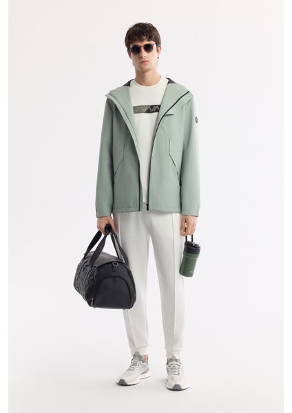 Erkek Mint Yeşil Kapüşonlu Su İtici Rüzgar Geçirmez Mevsimlik Comfort Fit Mont A51Y6054