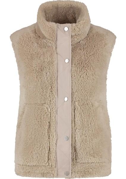 Onlbari Regular Fit Dik Yaka Cepli Peluş Yelek Bayan Yelek 15358902