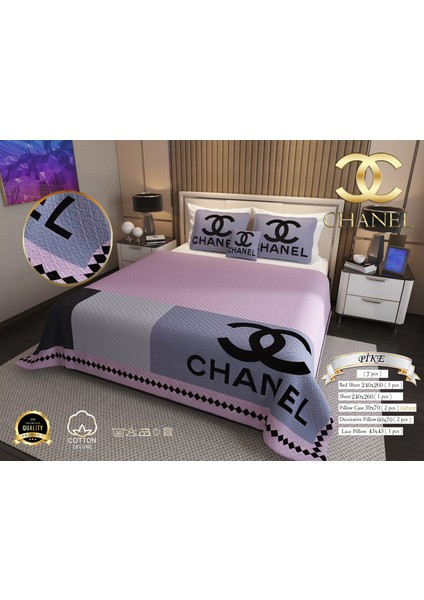 Çift Kişilik Pike Takımı Pamuklu Kumaş Jakar Dokuma Kapitone Dikişli 3D Dijital Baskılı 7 Parça-Lüks Duvet Cover Set Model. fiyatları