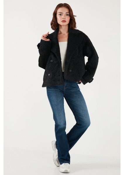 Oversize Kruvaze Yaka Yumuşak Tüylü Düğmeli Astarlı Mont Bayan Mont 6839659 fiyatları