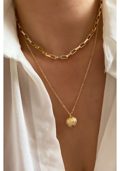 Çift Sıralı Gold Kolye