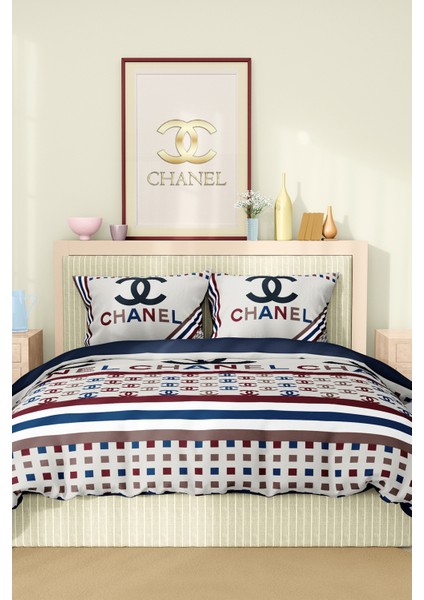 Nevresim Takımı Çift Kişilik Pamuklu Saten Kumaş 6 Parça 3D Dijital Baskı Duvet Cover Set Model No: