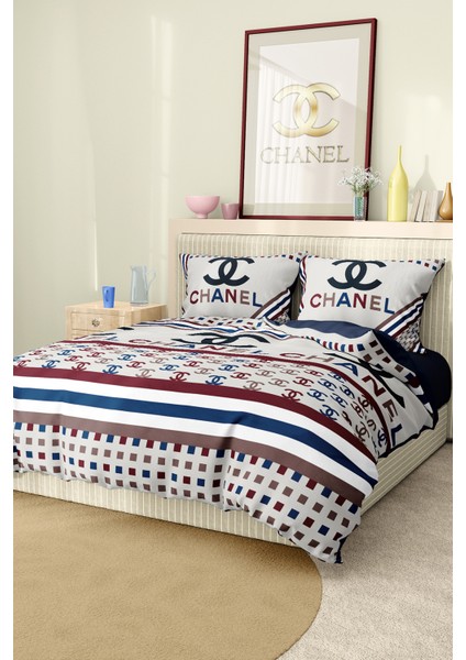 Nevresim Takımı Çift Kişilik Pamuklu Saten Kumaş 6 Parça 3D Dijital Baskı Duvet Cover Set Model No: