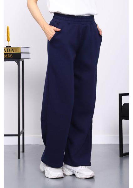 Lacivert Bel Lastikli Şardonlu Eşofman Altı fiyatları