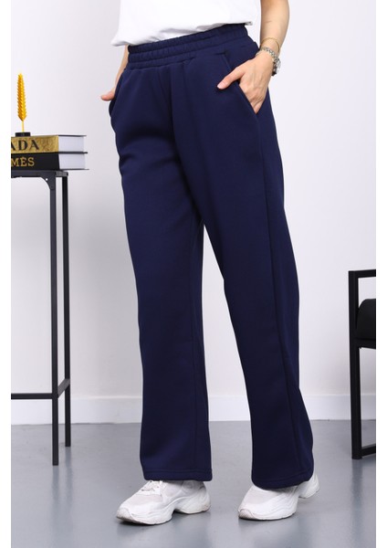 Lacivert Bel Lastikli Şardonlu Eşofman Altı modelleri