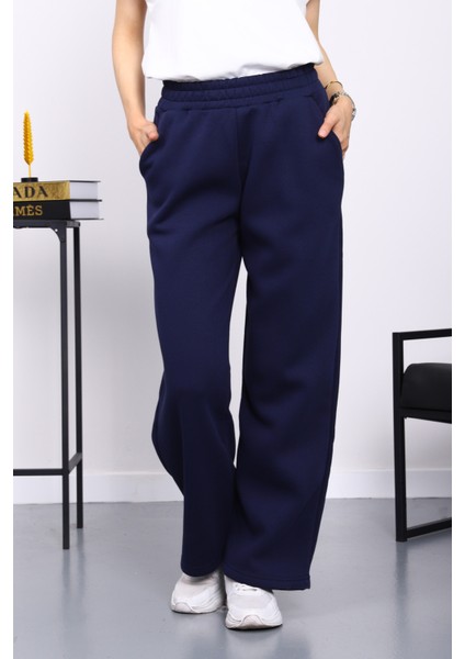 Lacivert Bel Lastikli Şardonlu Eşofman Altı fırsatları