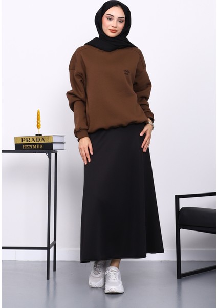 Kahverengi Bisiklet Yaka Şadonlu Üç iplik Sweat fiyatları