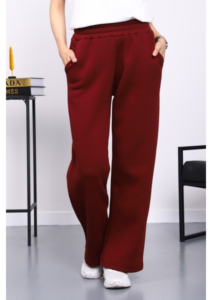 Bordo Bel Lastikli Şardonlu Eşofman Altı fırsatları