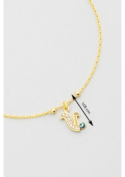 V Harfi 18 Ayar Sarı Altın Kaplama 19 cm Gümüş Nazar Bileklik modelleri