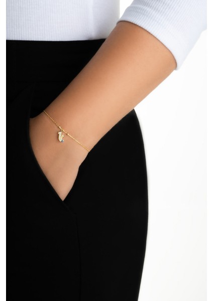 V Harfi 18 Ayar Sarı Altın Kaplama 19 cm Gümüş Nazar Bileklik fırsatları