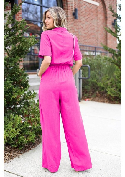 Keten Günlük Fuşya Tulum