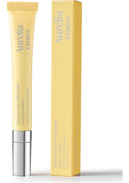 Glossy Lip Oil Balm - Nemlendirici Etkili Renkli Lip Balm - Vanilla Pudding - Bej- 12 ml