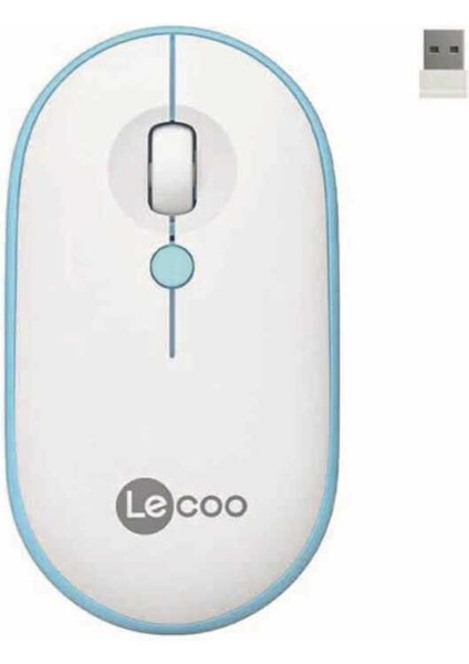 Lecoo WS212 Mavi-Beyaz Optik Kablosuz Mouse