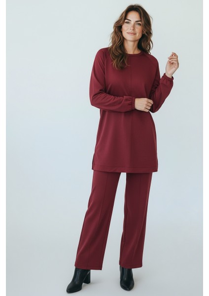 Kadın Tunik Önü Dikişli Altı Bantlı Pantolonun Beli Lastikli Önü Dikişli Ikili Takım fiyatları