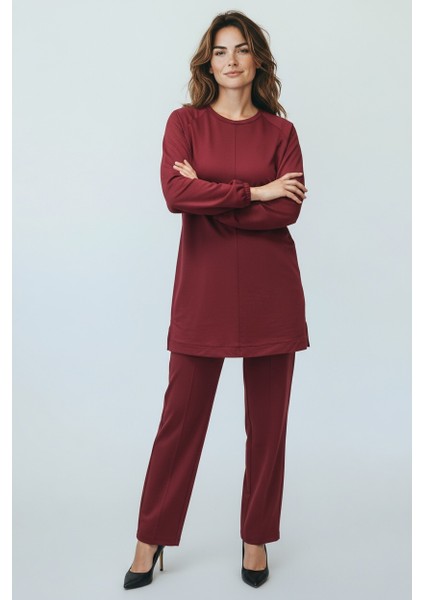 Kadın Tunik Önü Dikişli Altı Bantlı Pantolonun Beli Lastikli Önü Dikişli Ikili Takım fırsatları