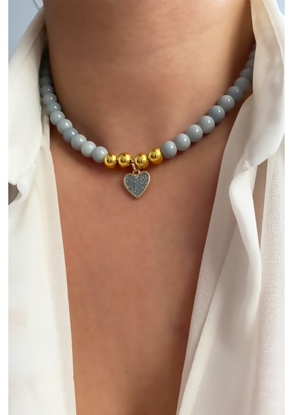 Simli Kalp Uçlu Kolye