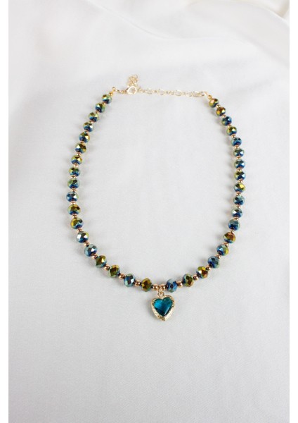 Kalp Uçlu Yeşil Kristal Kolye fırsatları