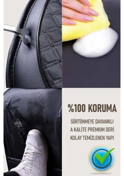 Fiat Siena Uyumlu Yarı Deri Oto Koltuk Kılıfı Tam Set Vena Siyah