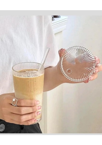 2 Adet Latte Bardağı Origami Stil Pipetli Kapaklı Bardak, Isıya Dayanıklı indirimleri