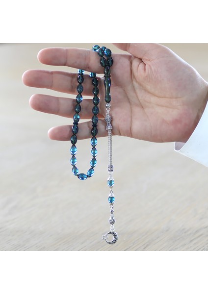 Ayyıldız Kararmaz Metal Püsküllü Arpa Kesim Turkuaz Ateş Kehribar Tesbih fırsatları