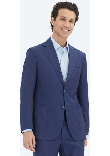 Indigo Düz Comfort Fit Takım Elbise