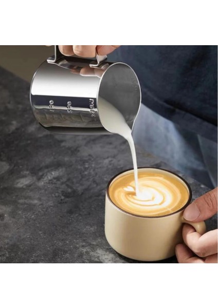350 ml Kahve Süt Köpürtme Potu 304 Paslanmaz Çelik Barista Sütlük Ölçü Göstergeli fiyatları