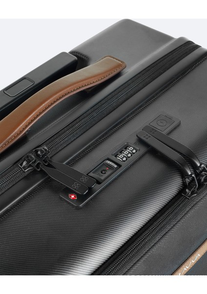 Erkek Siyah Polipropilen Kilitlenebilir Laptop Bölmeli Küçük Boy Bavul B008110