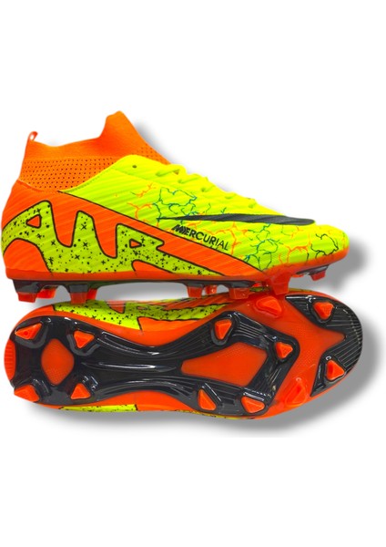 Unısex Çoraplı Halısaha & Çimsaha Krampon Sarı Turuncu Desenli fiyatları