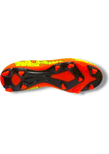 Unısex Çoraplı Halısaha & Çimsaha Krampon Sarı Turuncu Desenli