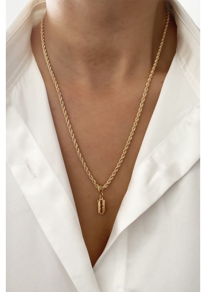 Jilet Figürlü Burgu Zincir Gold Kolye