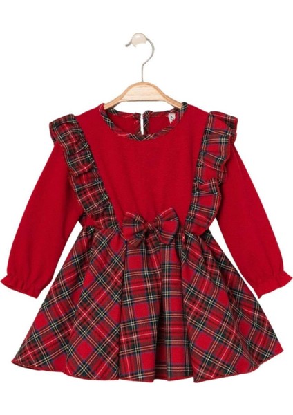 Mojo Kız Bebek 1-3 Yaş Ekose Desenli Kurdela Kemerli Elbise Kırmızı fiyatları