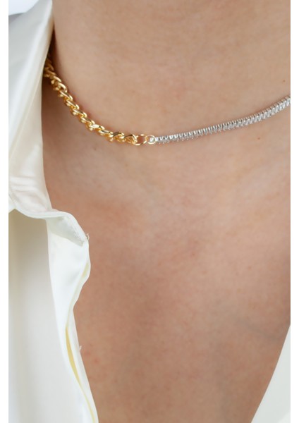 Gold Zincir Baget Taşlı Kolye modelleri