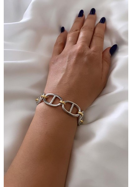 Gold Gümüş Geçmeli Bileklik