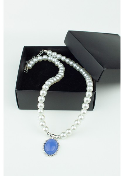 Mavi Uçlu Cam Inci Kolye