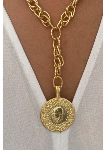 Çift Sıralı Büyük Ata Lira Uçlu Kolye fiyatları