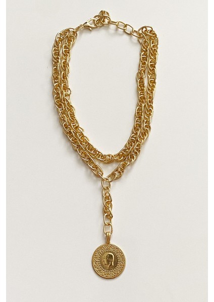 Çift Sıralı Büyük Ata Lira Uçlu Kolye fırsatları