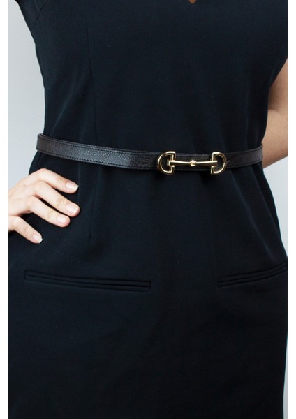 Gold Metal Tokalı Ince Vegan Deri Kemer modelleri