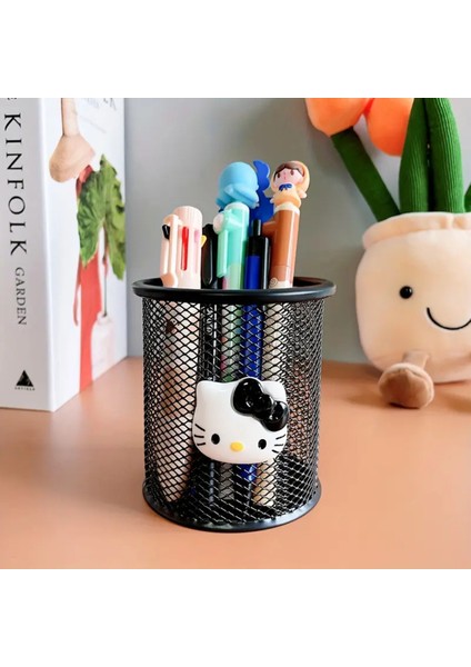 Hello Kitty Figürlü Masa Üstü Metal Yuvarlak Model Kalemlik Siyah HK1139 fiyatları