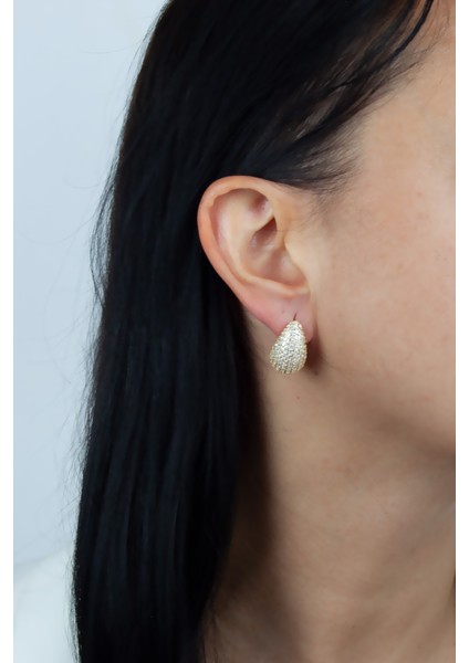 Zirkon Taşlı Su Damlası Botega Küpe