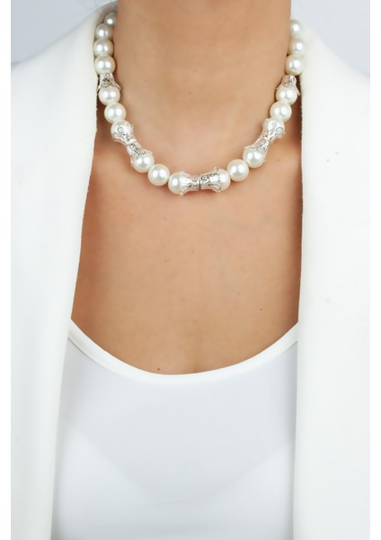 Cam Inci Metal Işlemeli Kolye