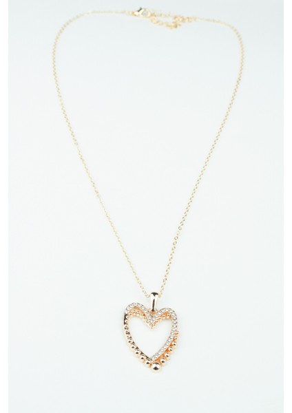 Zirkon Taşlı Kalp Uçlu Ince Zincir Gold Kolye modelleri