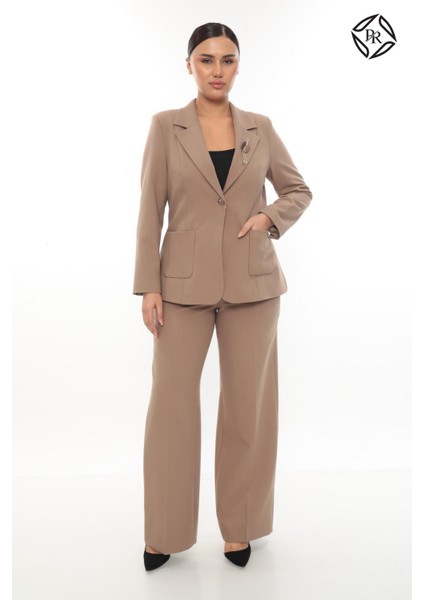 Kadın Rahat Kesim Astarlı Ceket Pantolon Takım Elbise