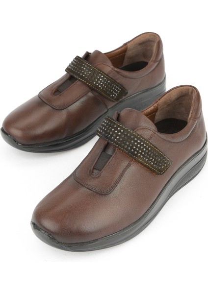 , Kadın Hakiki Deri Konfor Ayakkabı 15355Z2417 Kahve indirimleri