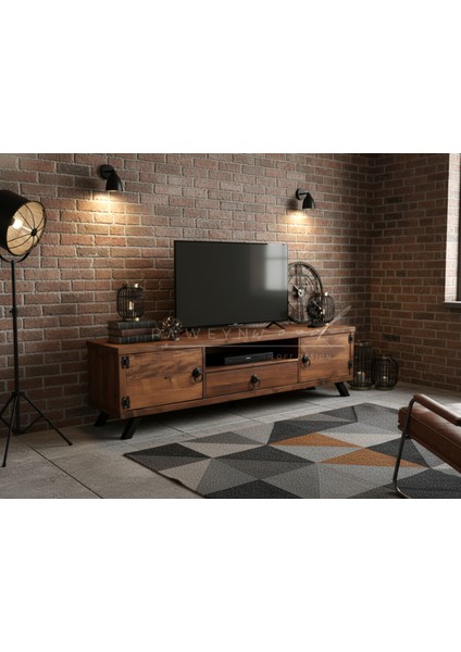 Pearl Doğal Ahşap Çekmeceli Tv Ünitesi - 220CM