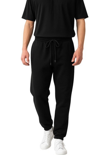 Defduu Store Erkek Eşofman Altı Siyah 3 Iplik Şardonlu