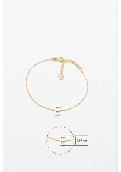 E Harfi 18 Ayar Sarı Altın Kaplama 18 cm Gümüş Bileklik modelleri