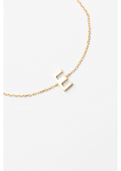 E Harfi 18 Ayar Sarı Altın Kaplama 18 cm Gümüş Bileklik fırsatları