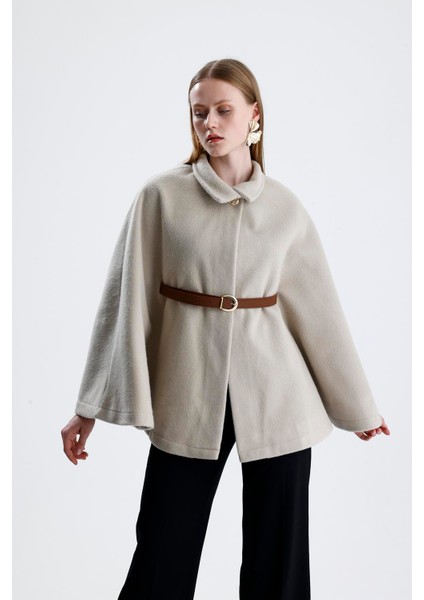 Deri Kemerli Kaşe Panço - Bej fiyatları