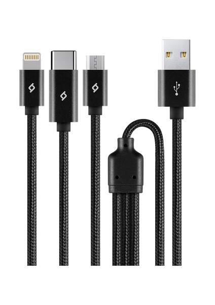 Alumicable Usb-A - Usb-C / Lightning / Micro USB / 1mt.trio Şarj Kablosu