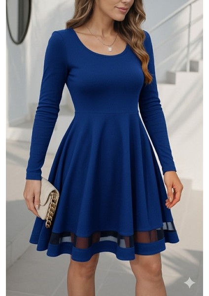 Etek Tül Detay Krep Elbise